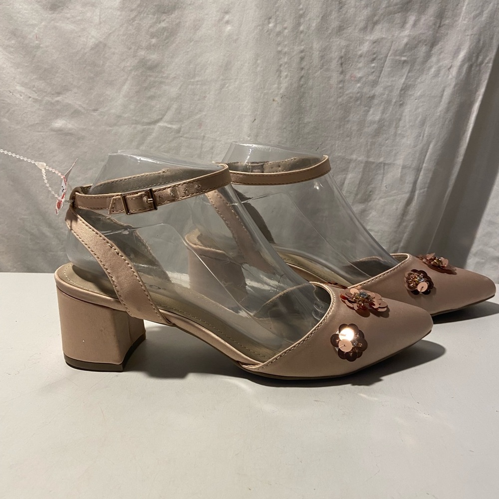 Rialto blush color shoes with 1 1/2” block heels , ankle straps , various sizes